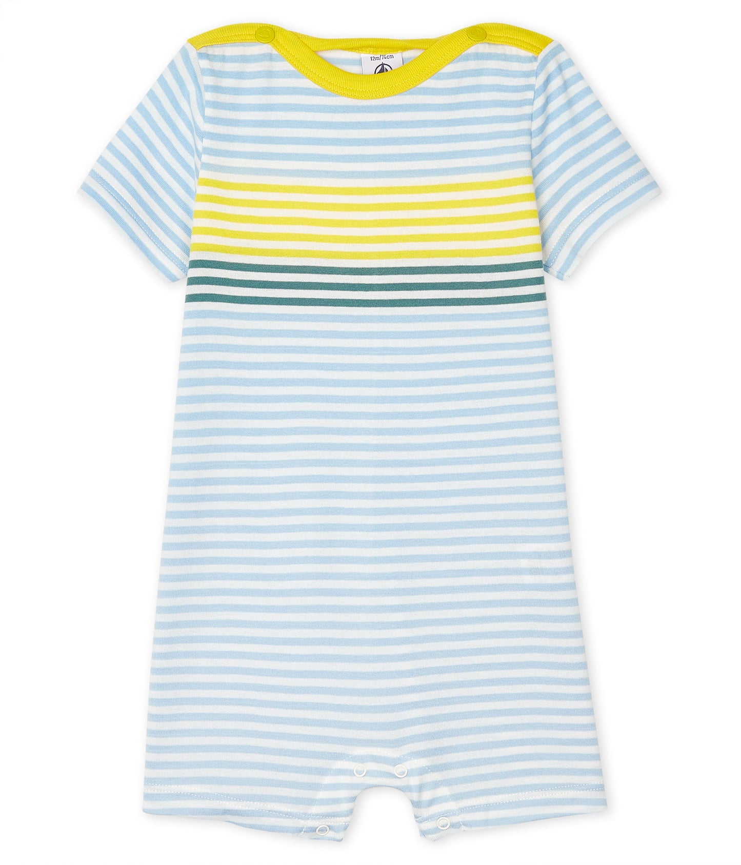 男婴蓝色条纹棉连体衣