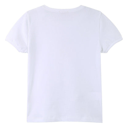 Girls White Fairy Printed T-Shirt With Ribbed Cuffs
