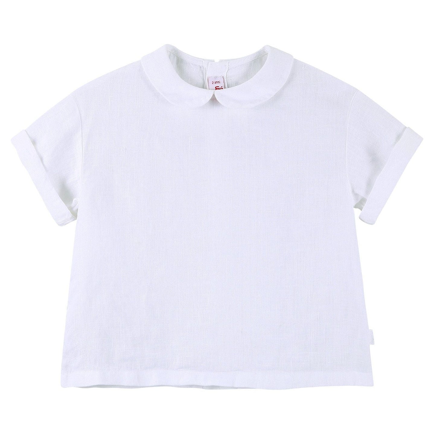 Girls White Linen Blouse With Peter Pan Collar