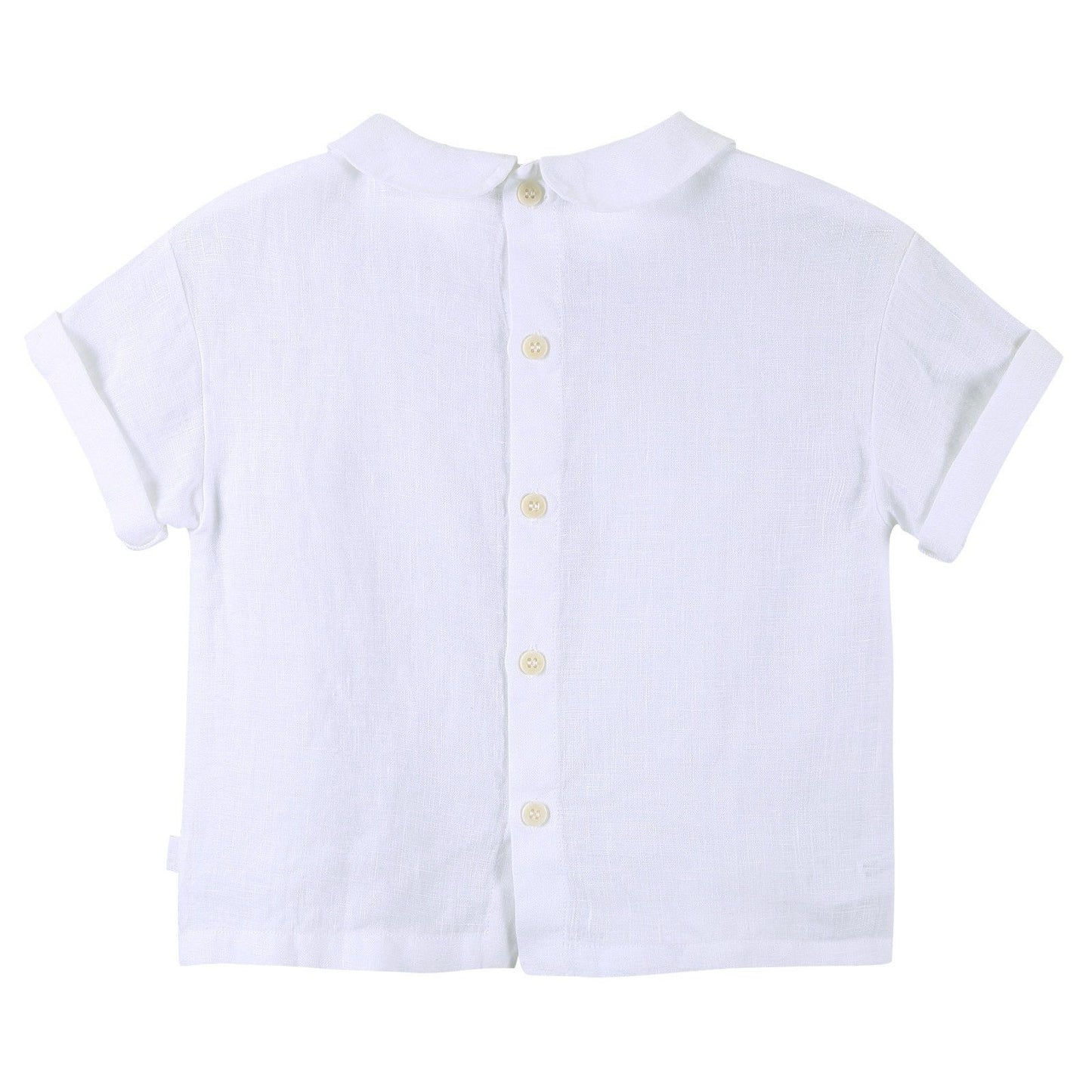 Girls White Linen Blouse With Peter Pan Collar