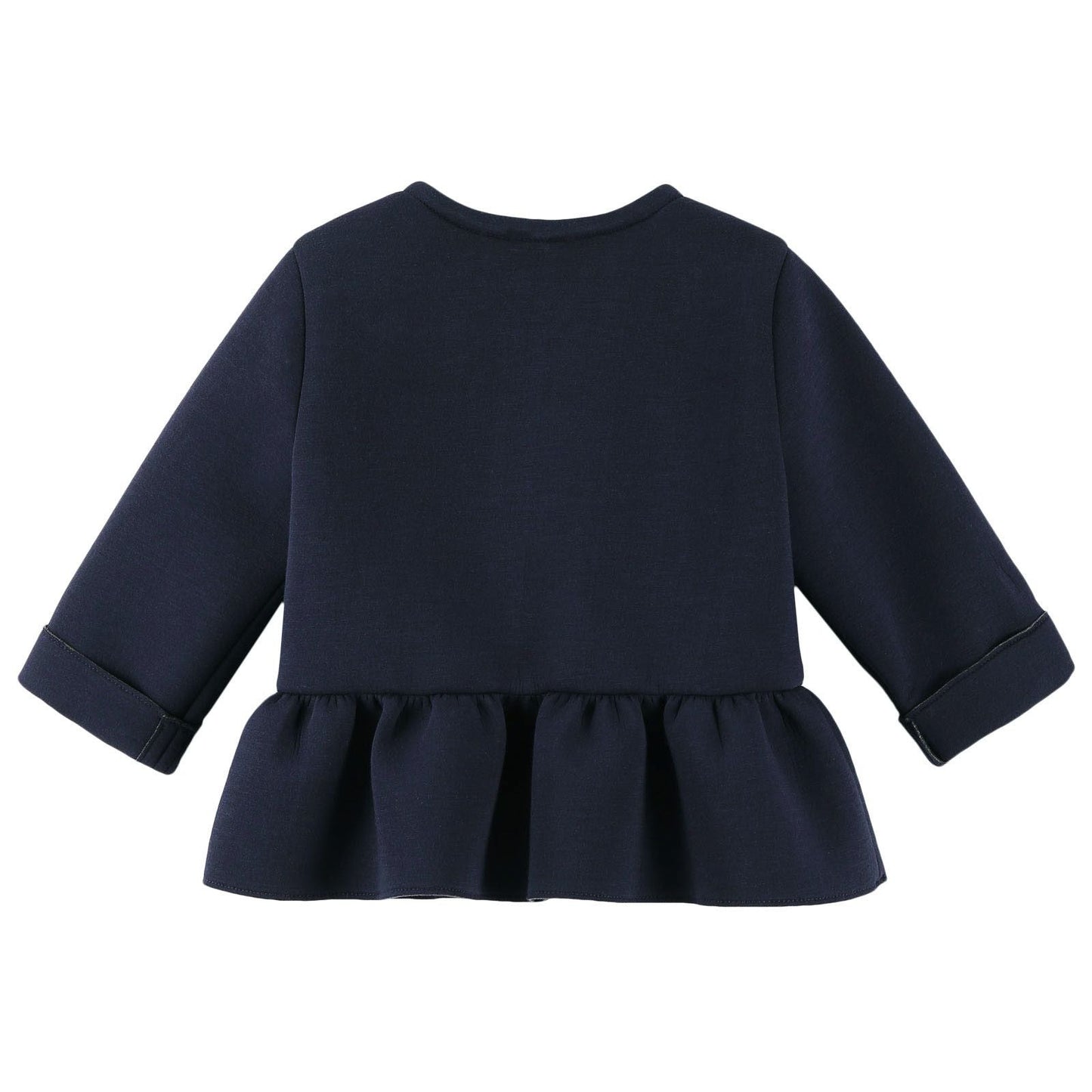 Girls Navy Blue Cotton Jacket With Skirt