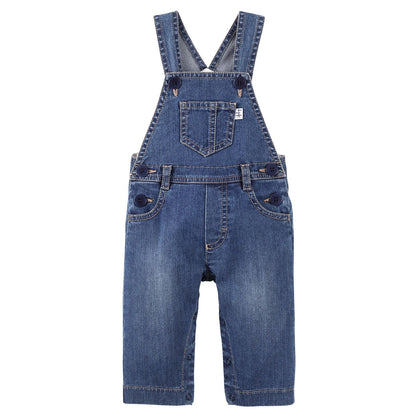 Baby Boys Blue Denim Cotton Brace Jeans
