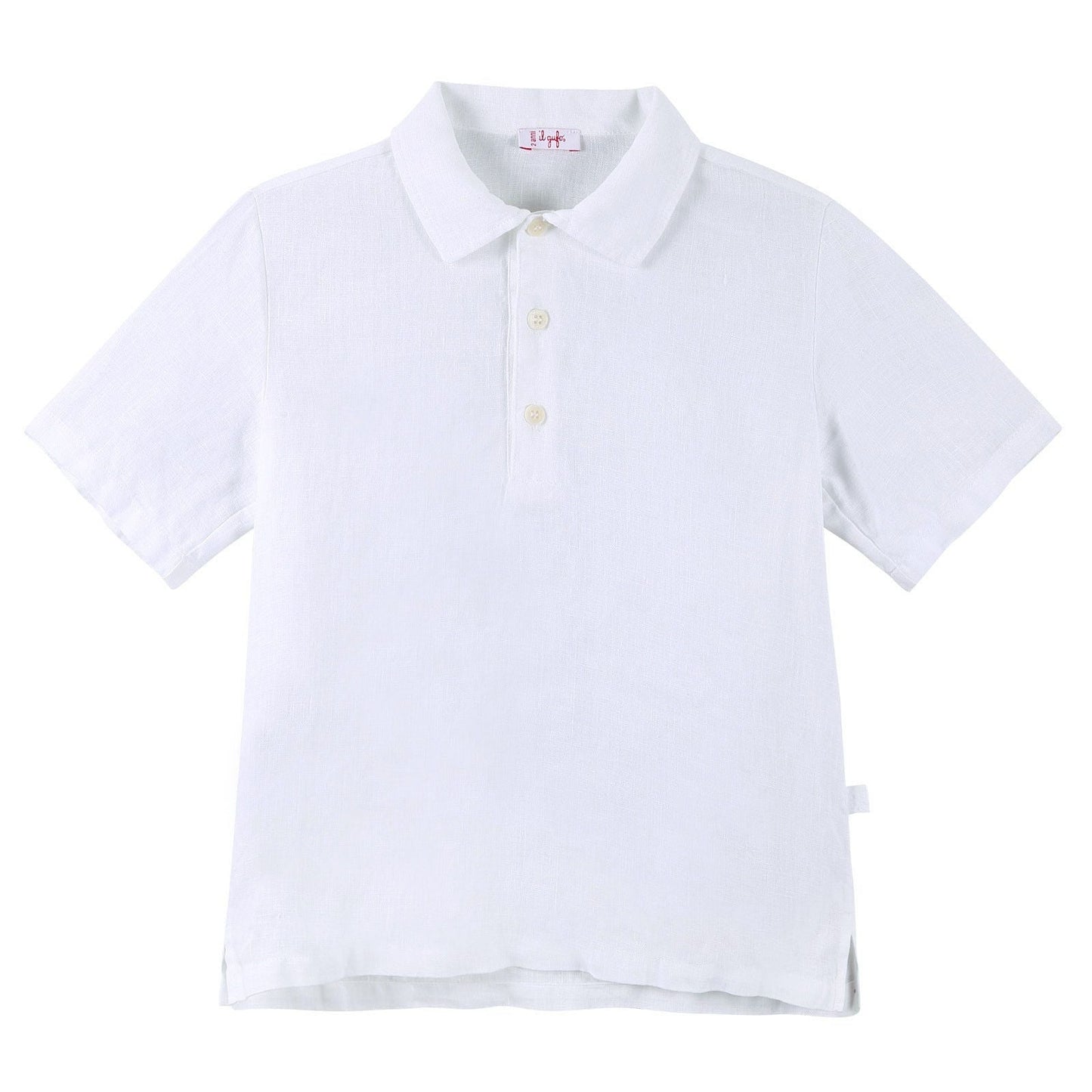 Boys White Liene Polo Shirts With Peter Pan Collar