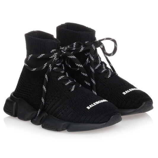 Boys & Girls Black Logo Shoes