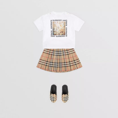 Baby Girls Beige Check Cotton Skirt