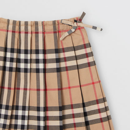 Baby Girls Beige Check Cotton Skirt