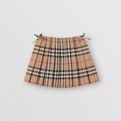 Baby Girls Beige Check Cotton Skirt