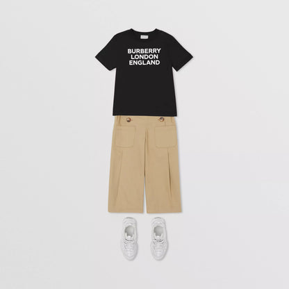 Boys & Girls Black Logo Cotton T-Shirt