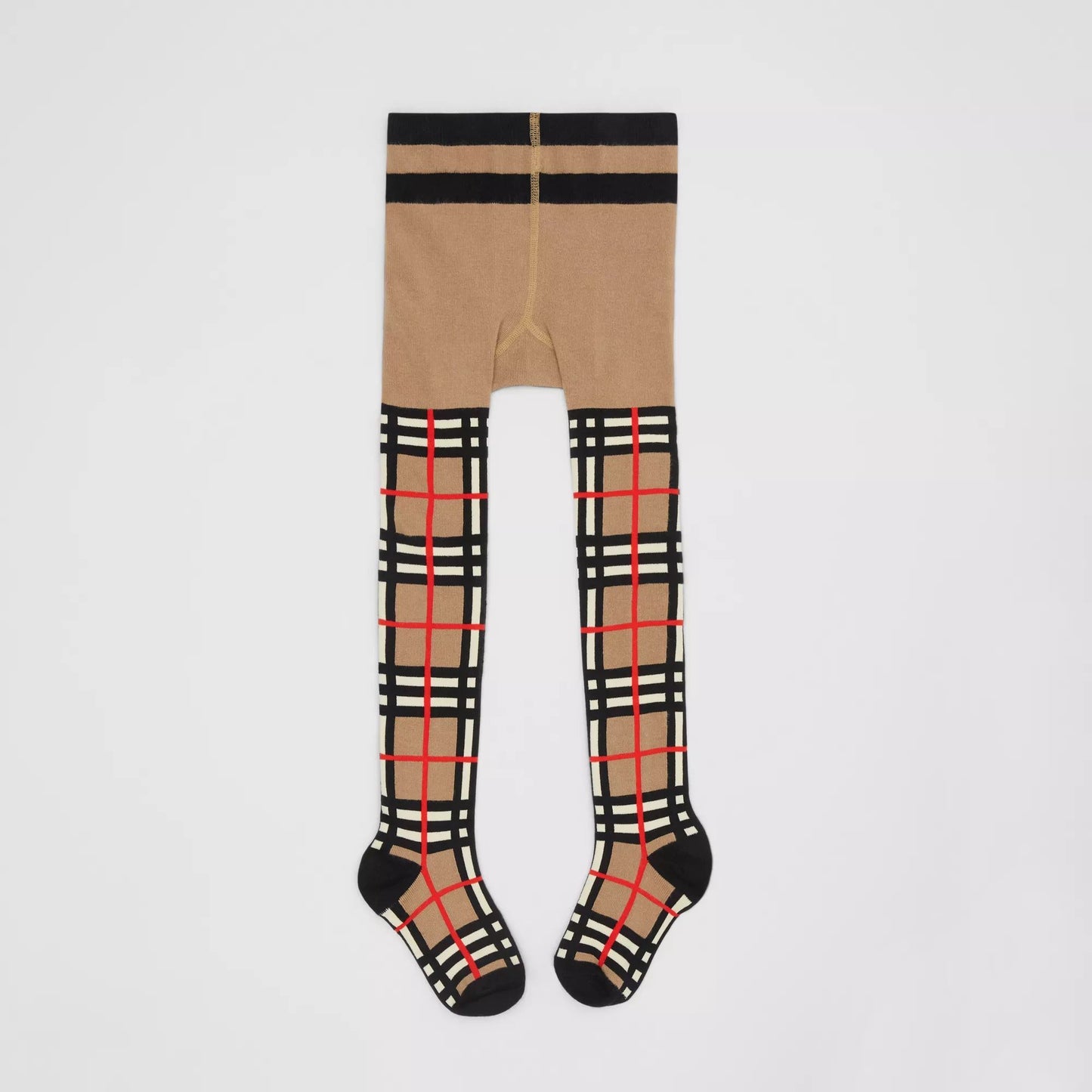 Girls Beige Check Tights
