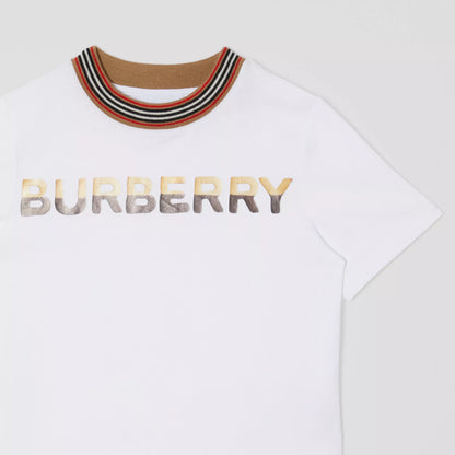 Boys White Logo Cotton T-Shirt
