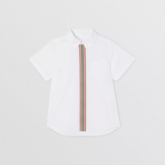 Boys White Stripe Cotton Shirt