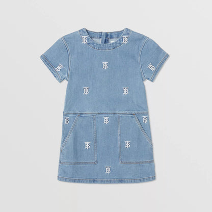 Girls Blue Logo Denim Dress