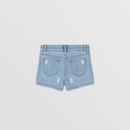 Girls Blue Logo Denim Shorts