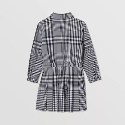 Girls Black Check Cotton Dress