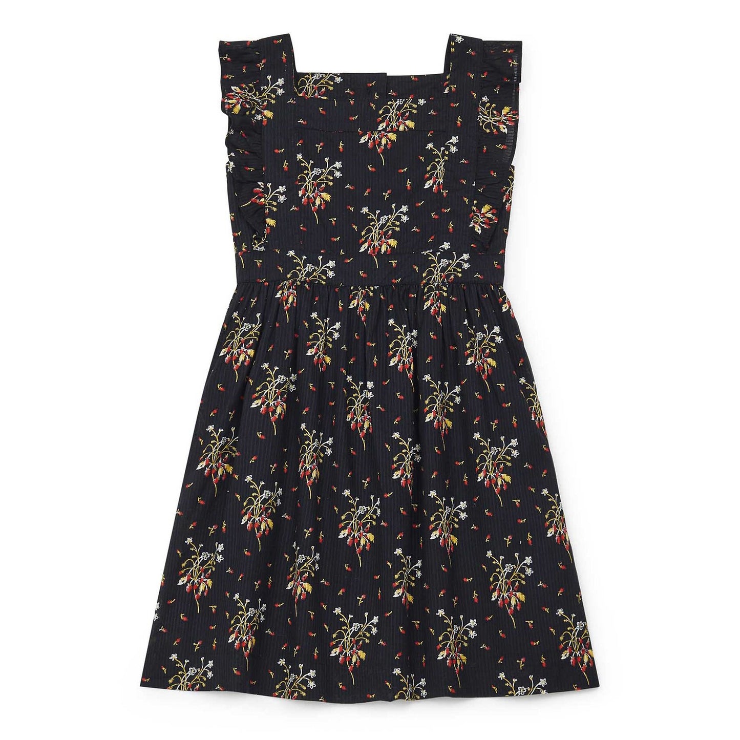 Girls Dark Grey Flower Cotton Dress