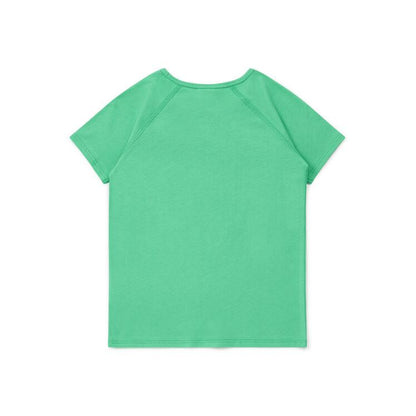 Girls Green Printing Cotton T-Shirt