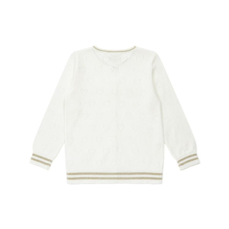 Girls White Cotton Cardigan