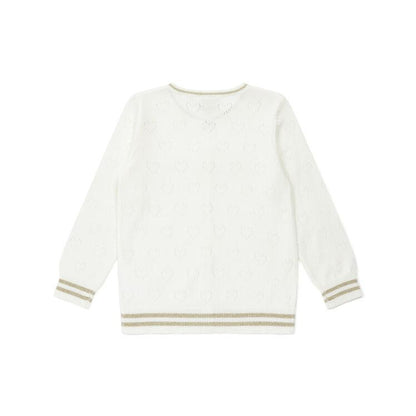 Girls White Cotton Cardigan