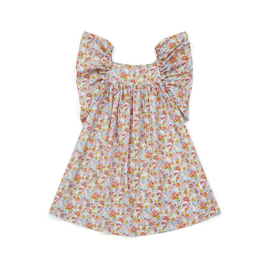 女童彩色碎花棉连衣裙