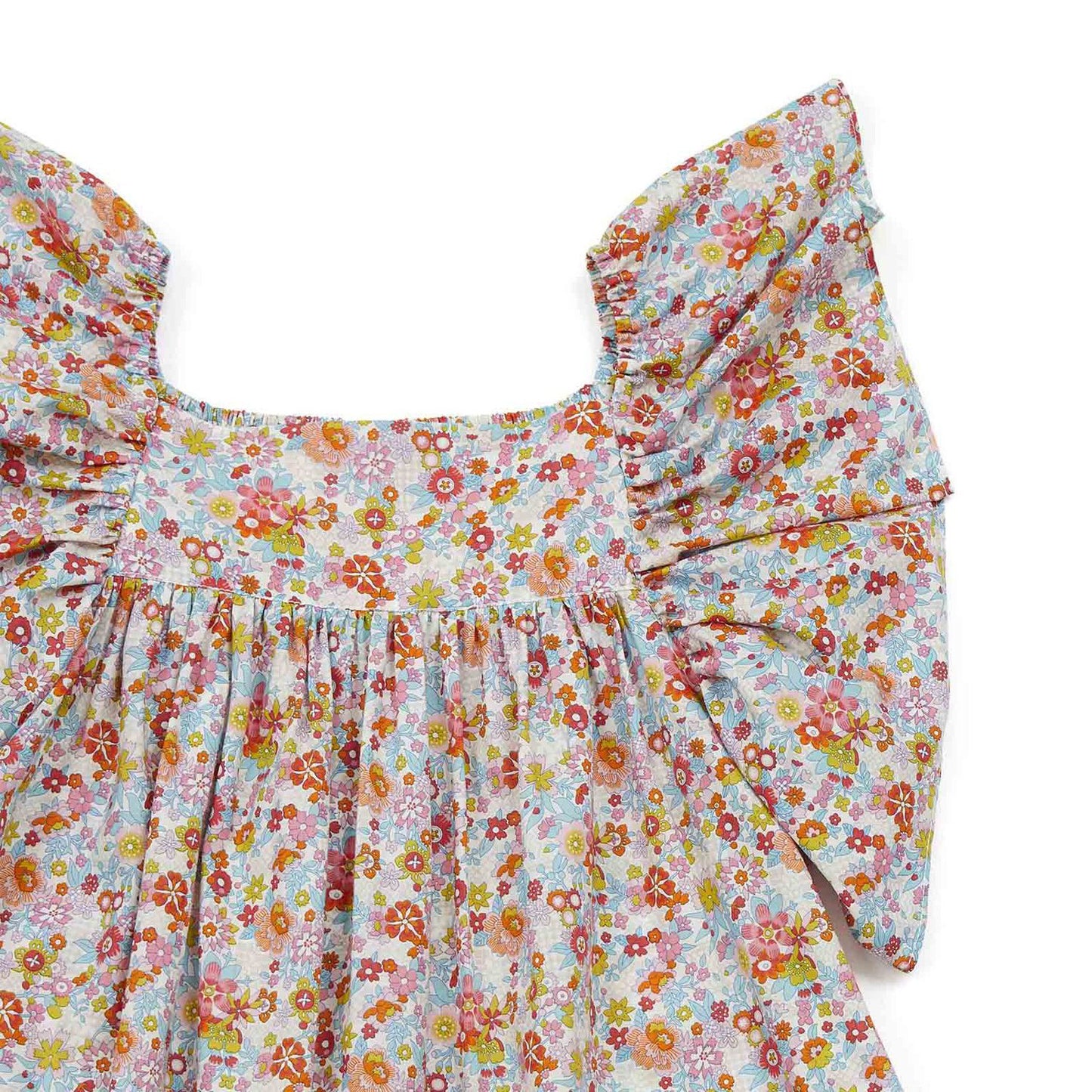 女童彩色碎花棉连衣裙