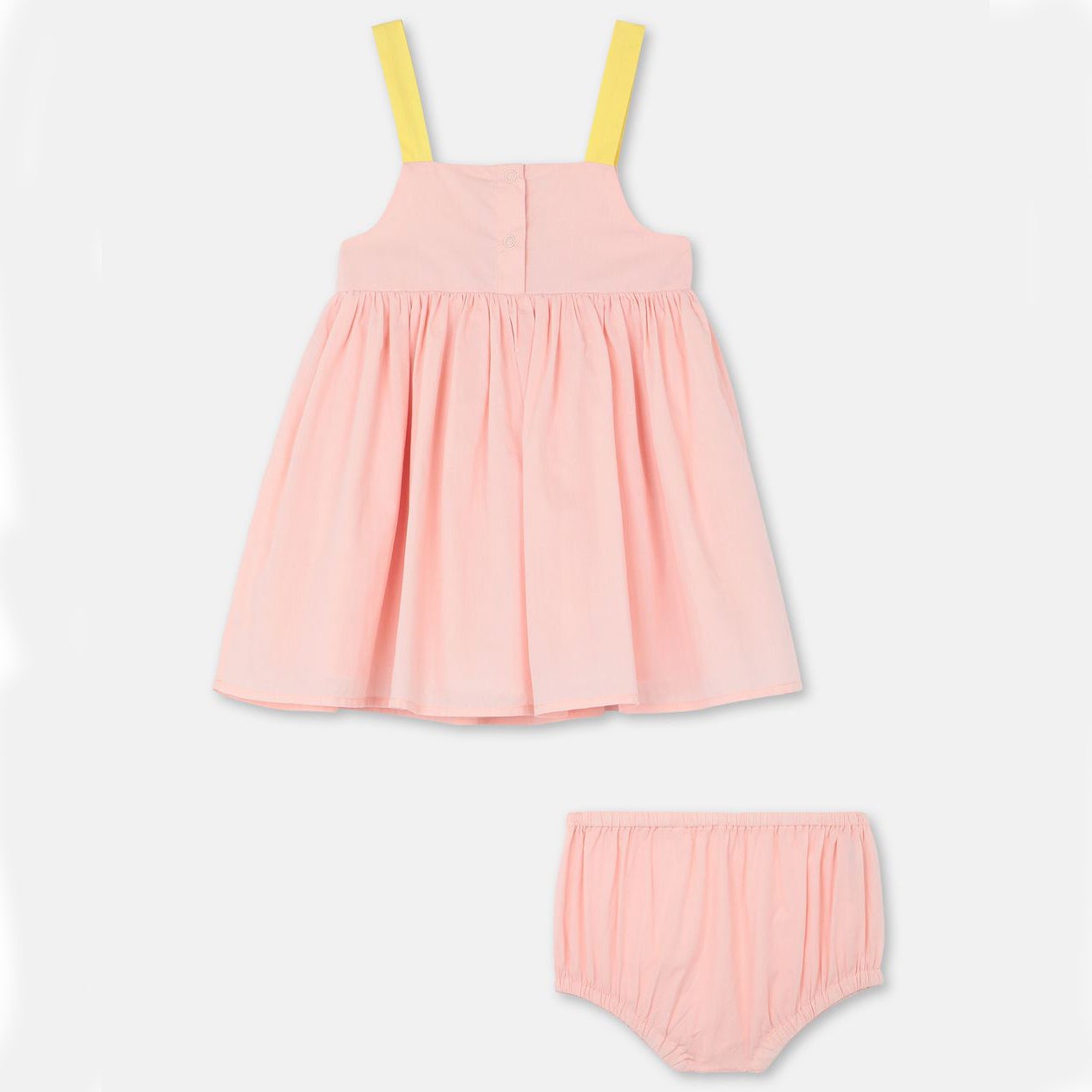 女婴浅粉色棉连衣裙套装