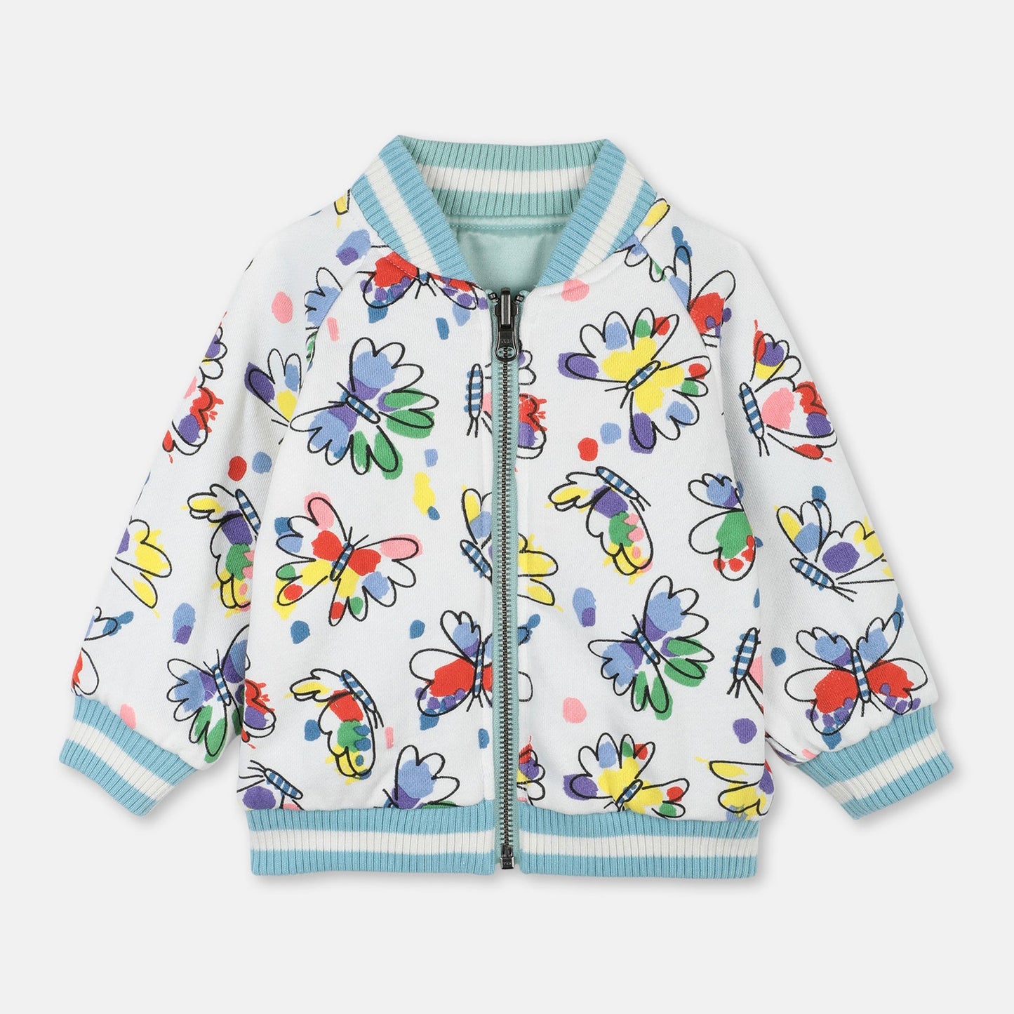 Baby Girls Mint Butterfly Reversible Jacket