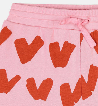 Girls Pink Heart Cotton Shorts
