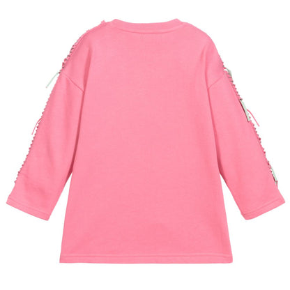Girls Pink Star Cotton Dress