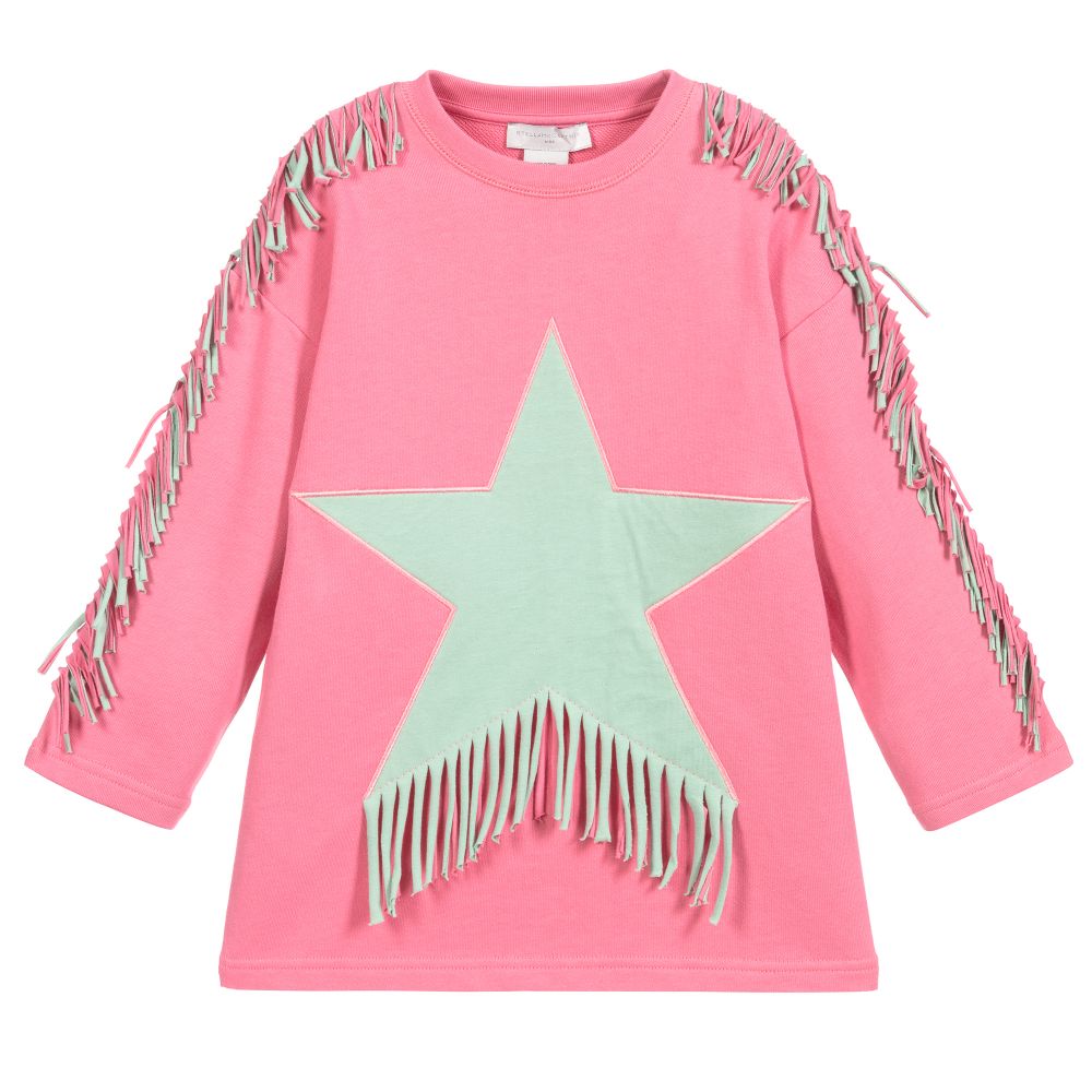 Girls Pink Star Cotton Dress