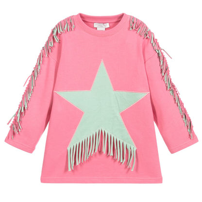 Girls Pink Star Cotton Dress