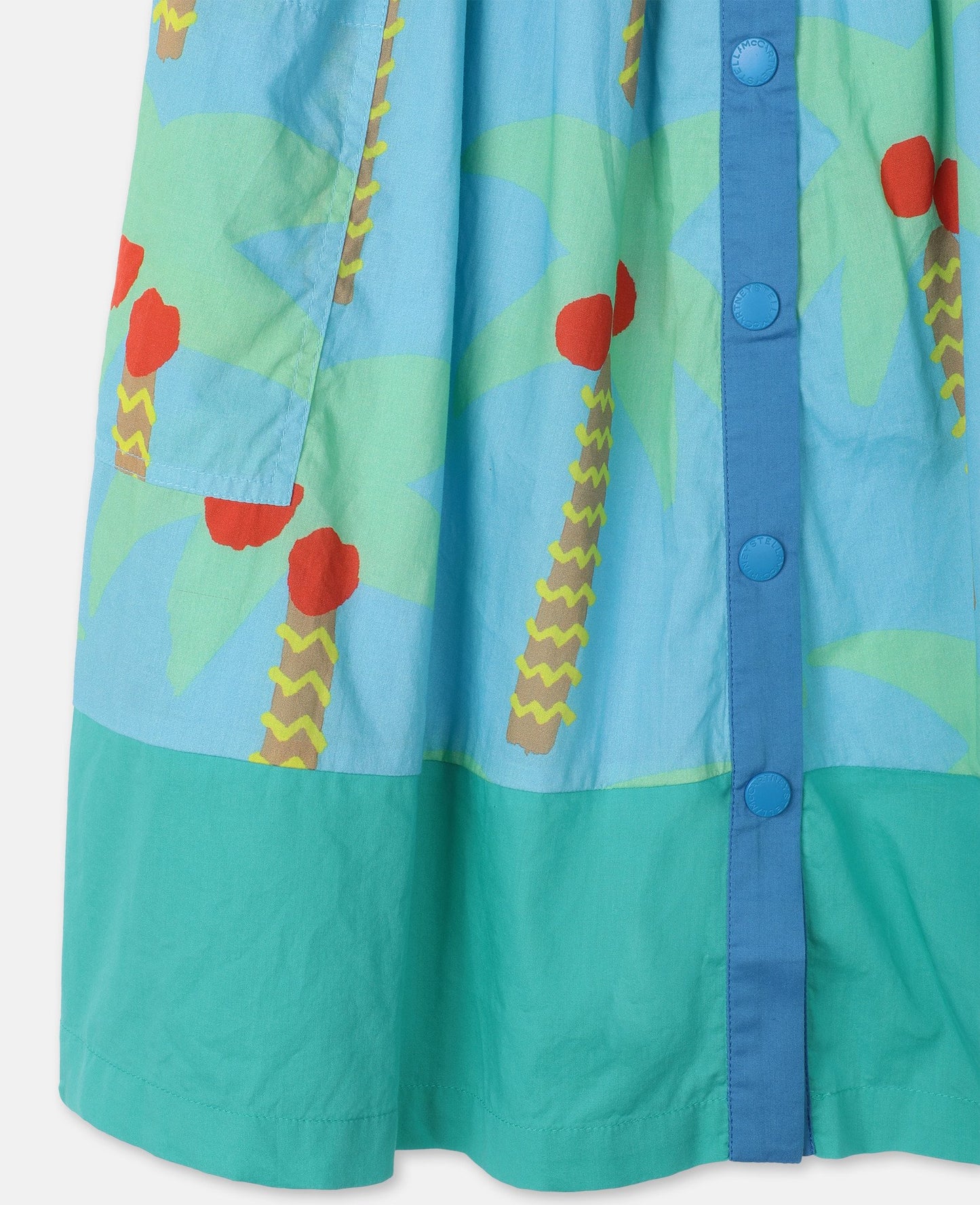 Girls Blue Palm Trees Cotton Skirt