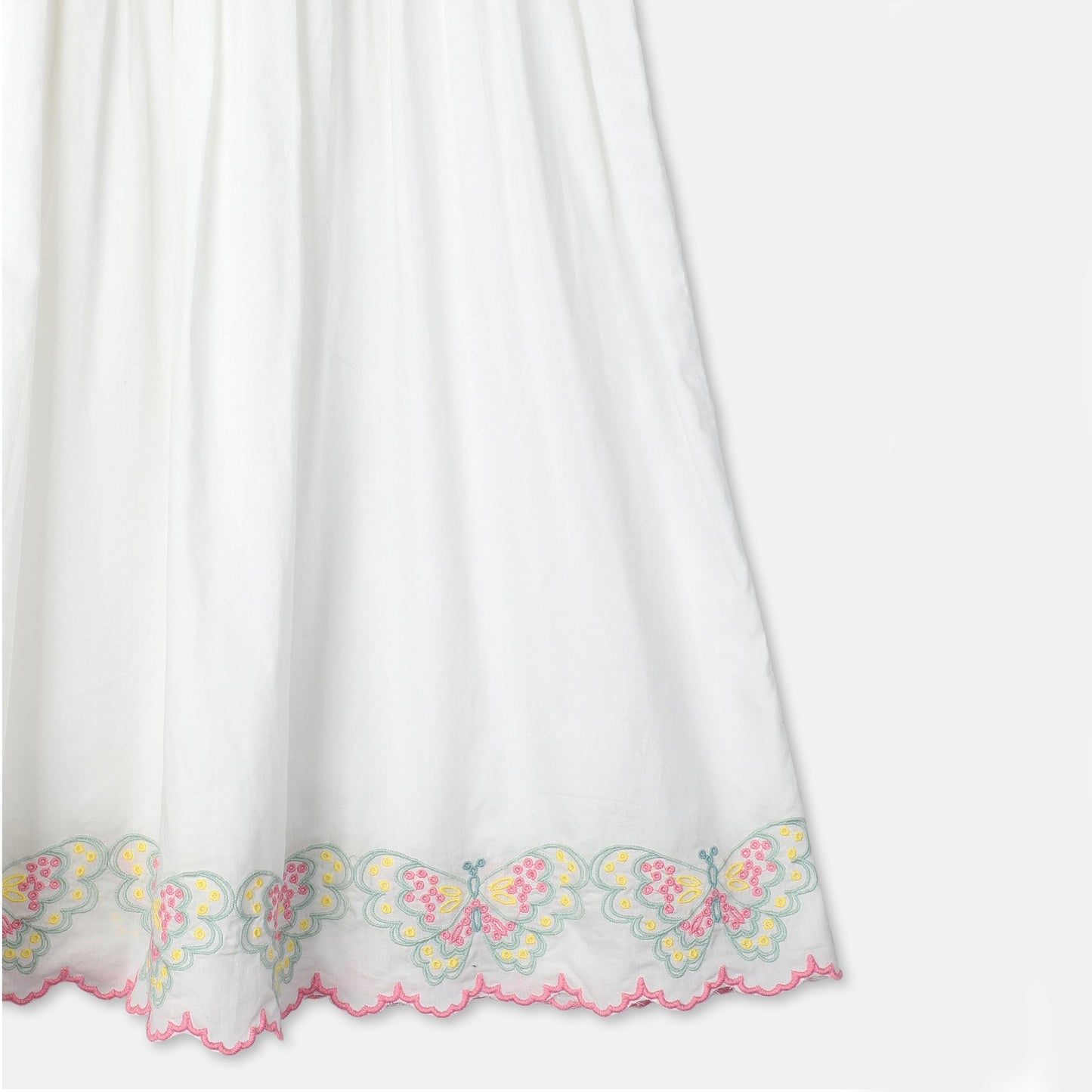 女童白色蝴蝶棉连衣裙