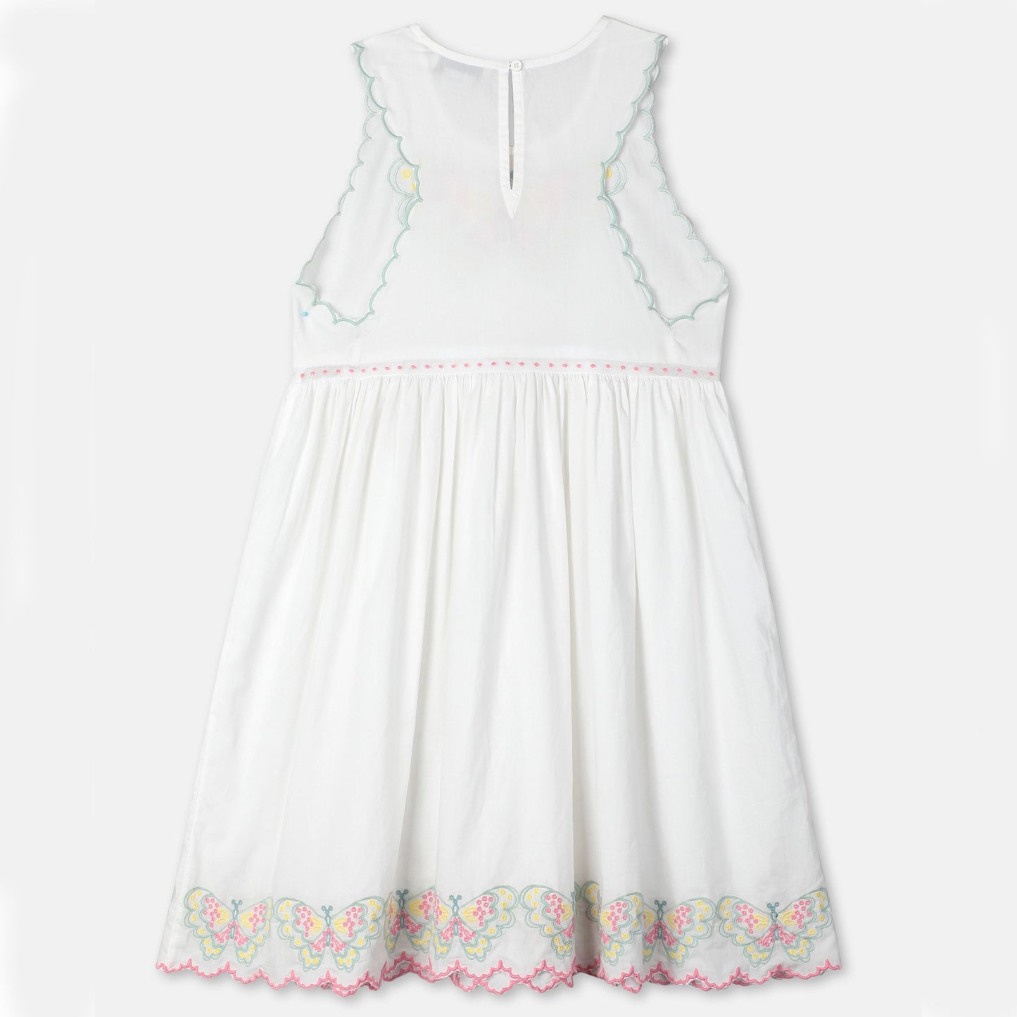女童白色蝴蝶棉连衣裙