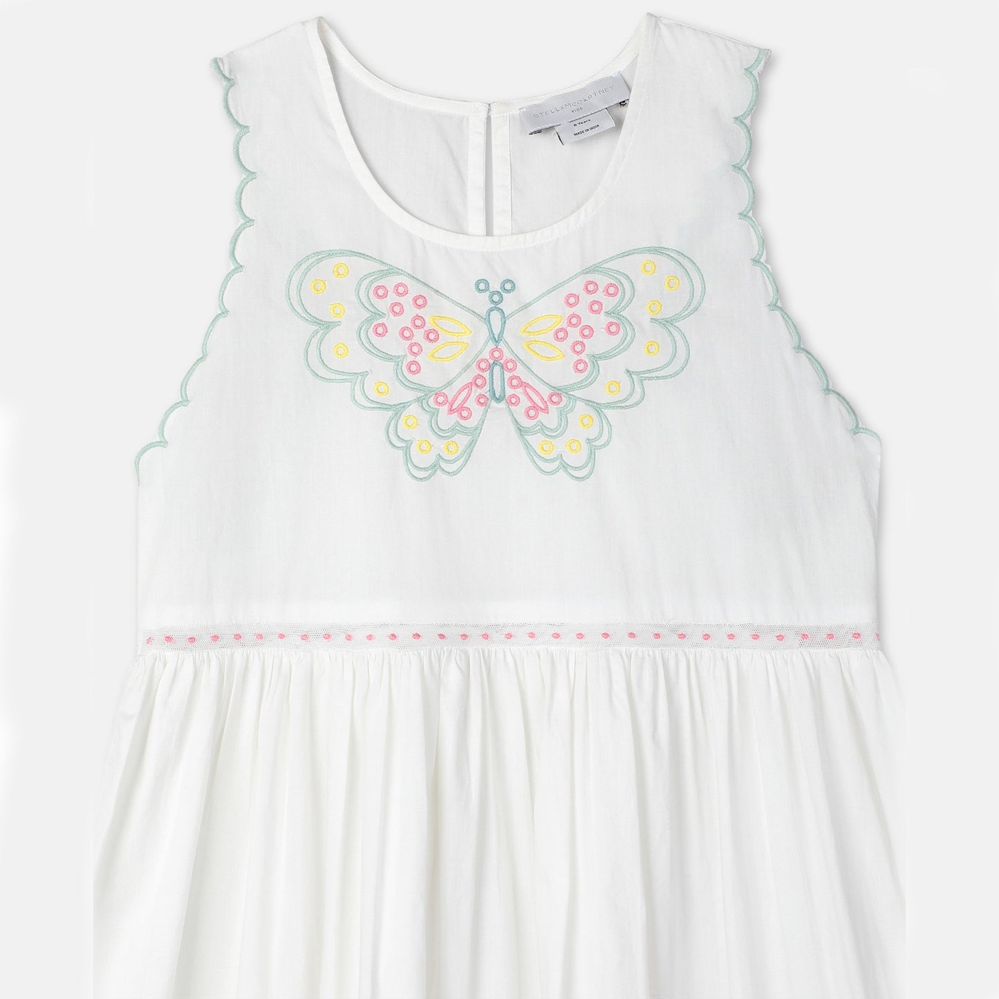 女童白色蝴蝶棉连衣裙