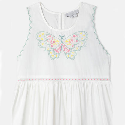 女童白色蝴蝶棉连衣裙