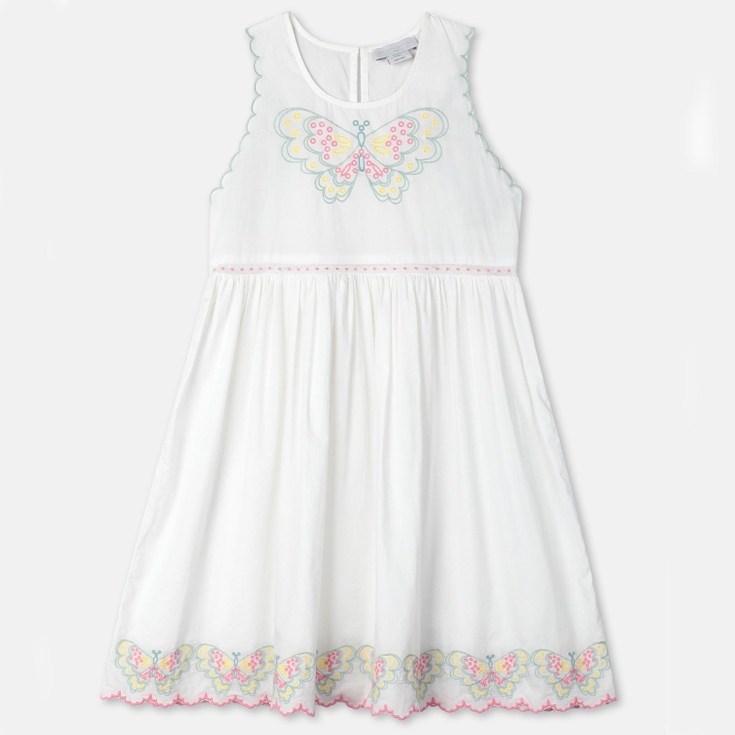 女童白色蝴蝶棉连衣裙