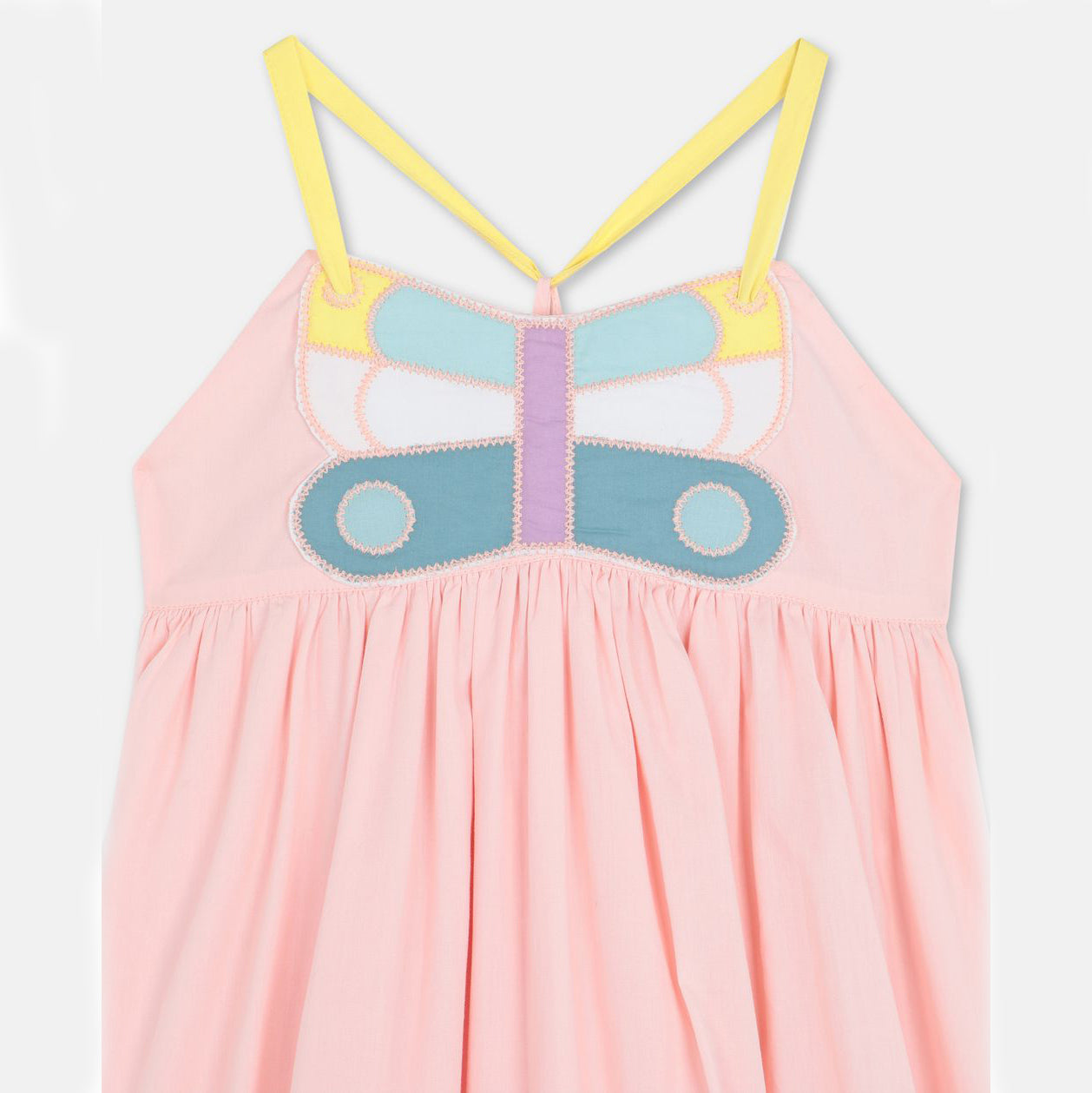 Girls Light Pink Butterfly Cotton Dress