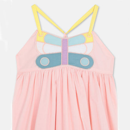 Girls Light Pink Butterfly Cotton Dress