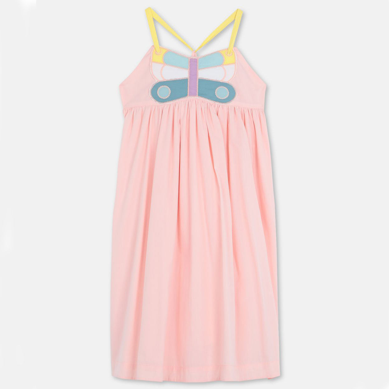 Girls Light Pink Butterfly Cotton Dress