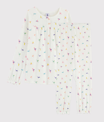 Girls White Birds Cotton Nightwear Set