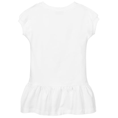 Girls White Logo Cotton Dress