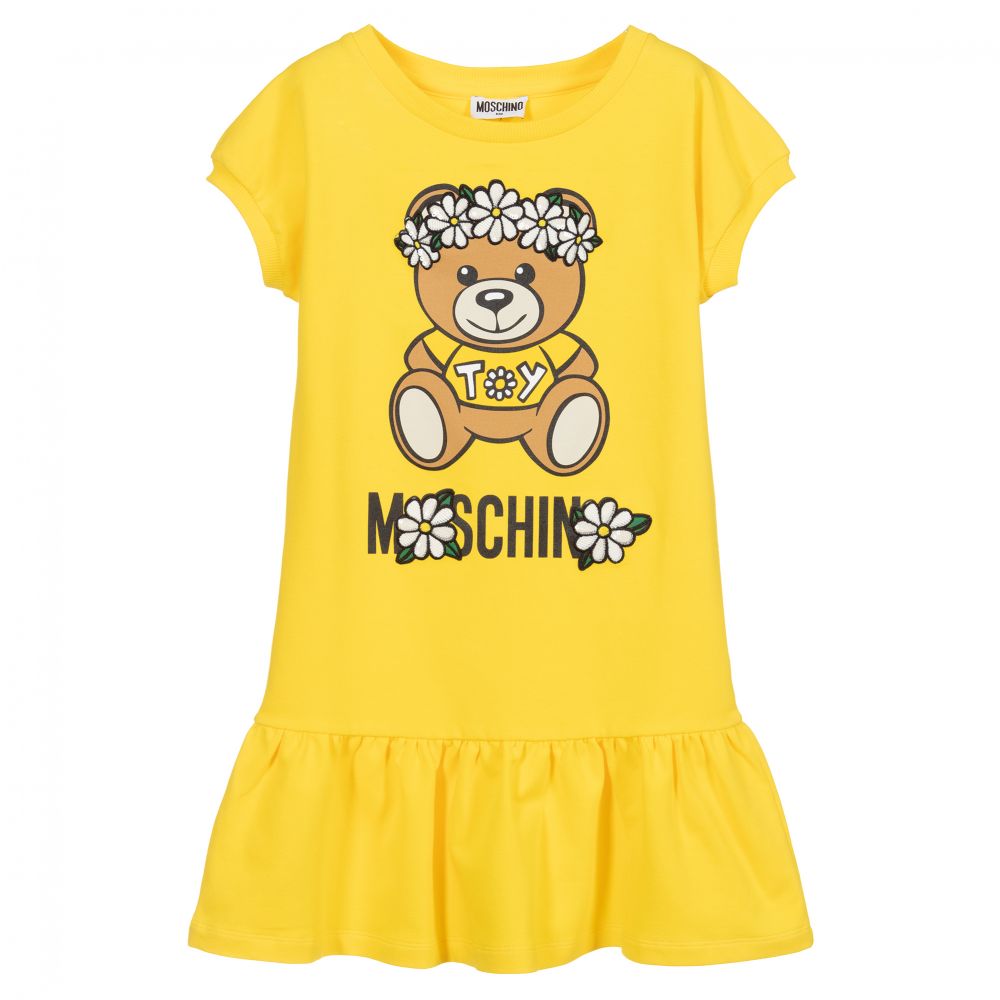 Girls Yellow Logo Cotton Dress