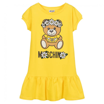 Girls Yellow Logo Cotton Dress