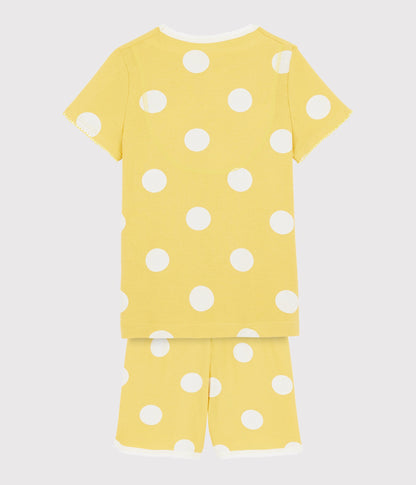 Girls Yellow Dots Cotton Nightwear set