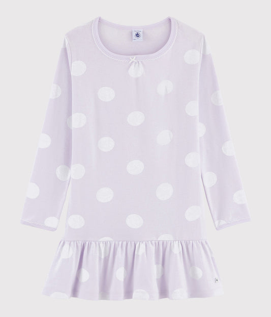Girls Purple Dot Cotton Nightwear