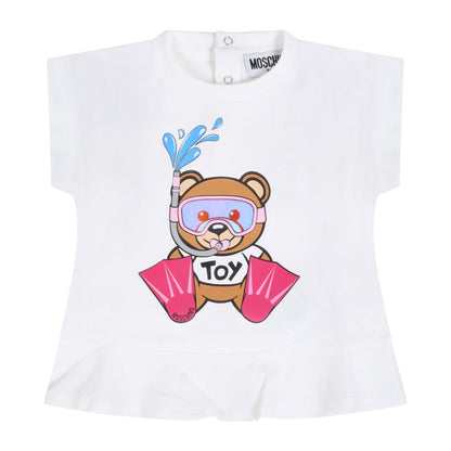 Baby Girls White Painted Cotton Set