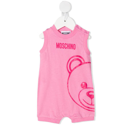Baby Girls Pink Logo Cotton Babysuit