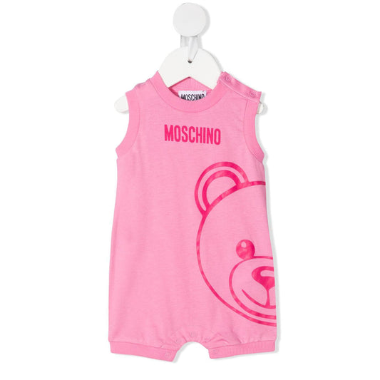 Baby Girls Pink Logo Cotton Babysuit