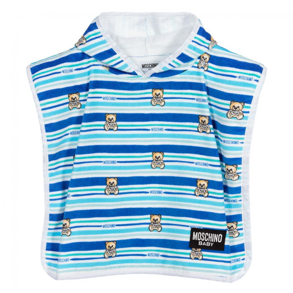 儿童蓝色条纹棉浴袍