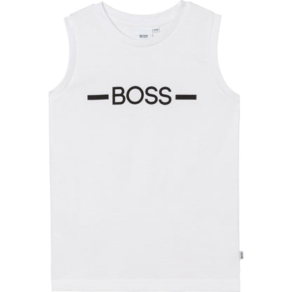 男童白色Logo棉背心